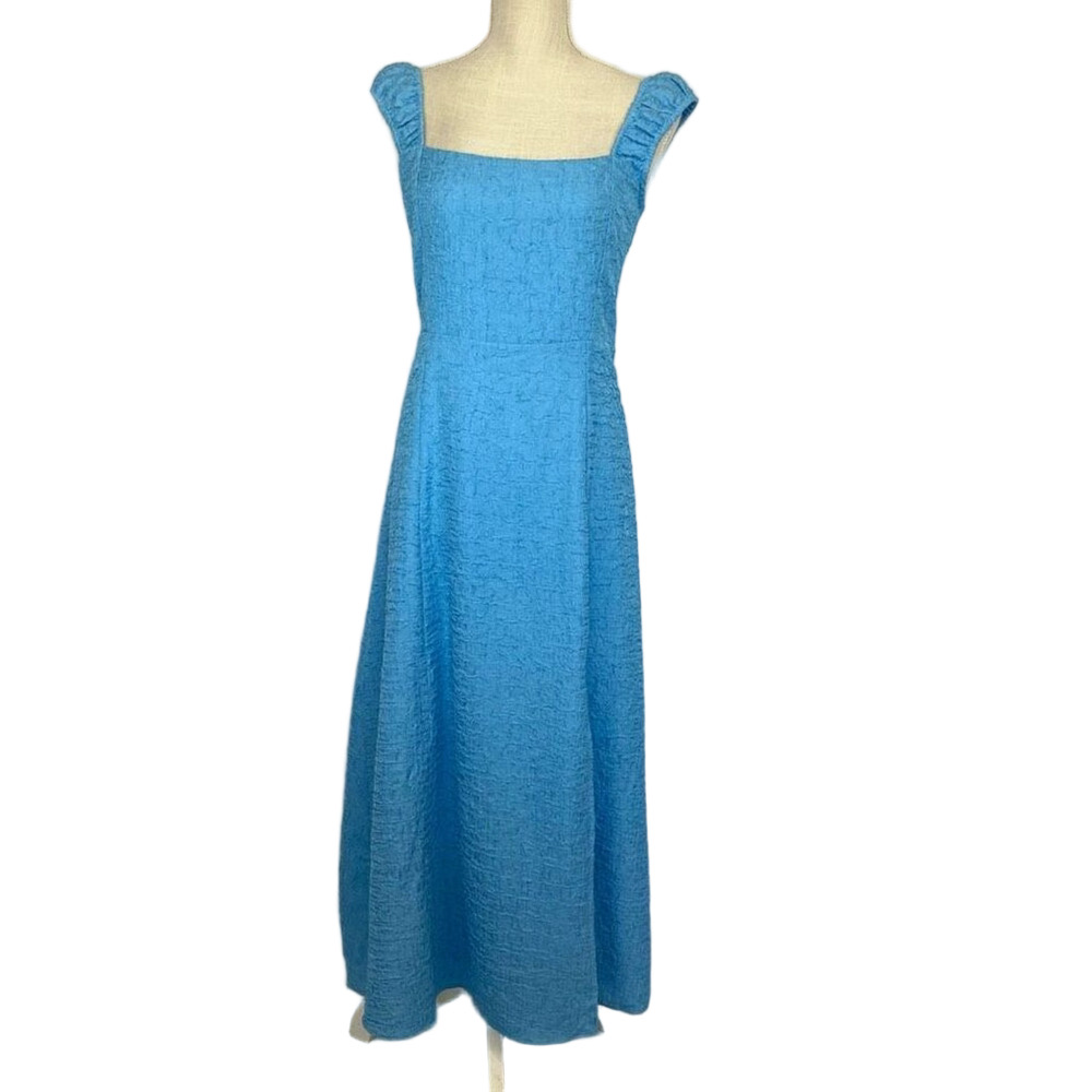 ASTR THE LABEL Midi Blue Dress Lace Up Back NWOT Women’s Medium